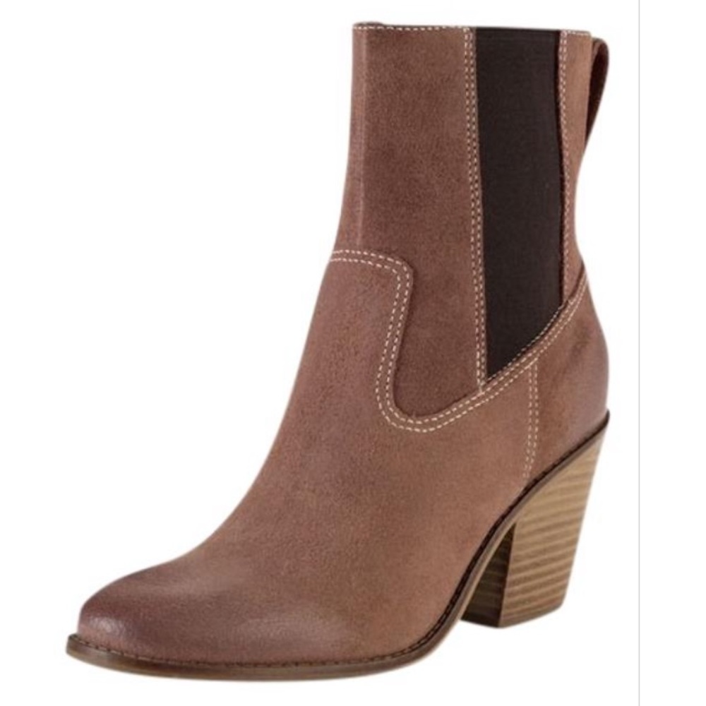 Cole Haan Waterproof Graham Distressed Block Heel Suede Leather Ankle Booties 9